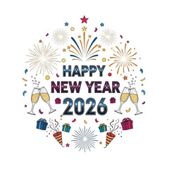 Aesthetic Happy New Year 2026 Celebration Graphic