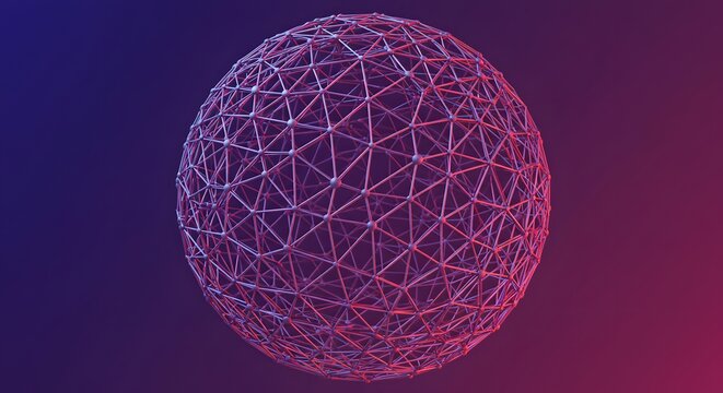 Abstract Network Sphere on Gradient Background for Data Visualization
