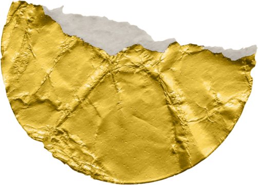 Blank golden torn round adhesive paper metallic sticker label isolated on white background - Powered by Adobe