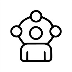 Obraz premium Outline drawing of a person with circles connected above their head representing network or connection
