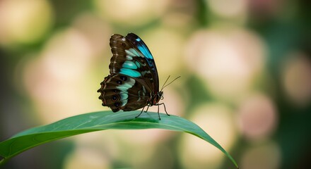 Butterfly on leaf outdoor