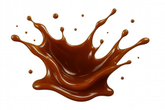 Caramel liquid dramatically splashing, forming golden crown-like pattern against transparent surface for culinary imagery