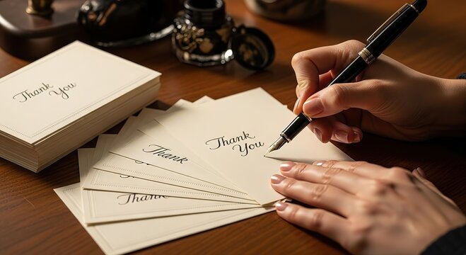 Expressing gratitude with handwritten thank you notes showing appreciation and thoughtful gesture to someone special