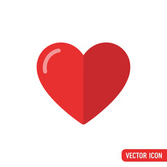 Red Heart Vector Icon on White Background