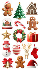 Fototapeta premium PNG 3D Christmas decoration design element set, transparent background