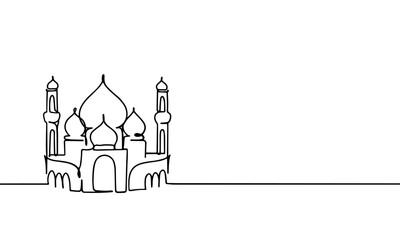 mosque continuous line drawing