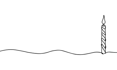 illustration of single candle continuous line