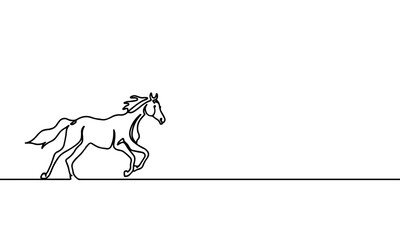 illustration of run horse continuous line