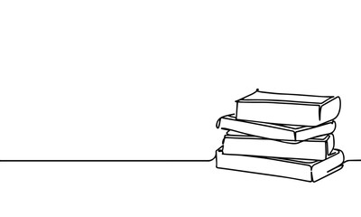 stack of books continuous line