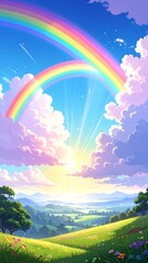 Double Rainbow over Serene Landscape