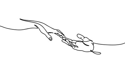 continuous line drawing hand holding