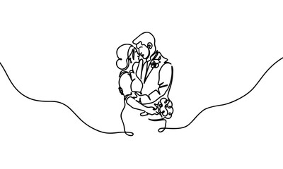 wedding couple continuous line