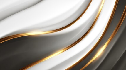 Obraz premium Abstract white and black wave pattern with golden lines.
