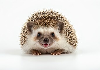 Obraz premium Adorable hedgehog smiling sweetly on clean white background