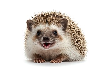 Obraz premium Adorable hedgehog smiling on white background is so cute