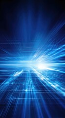 Fototapeta premium Abstract deep blue background Light rays converge in the center, creating a sense of depth and dynamic energy with a grid-like pattern and cool tones