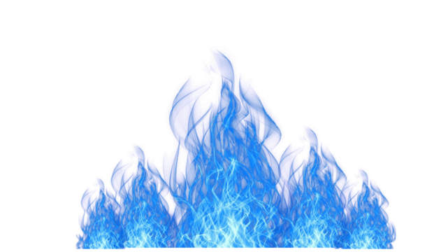 Transparent blue flames fire suitable in pubs and bars