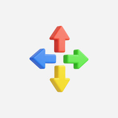 3d Realistic Four Direction icon vector Illustration