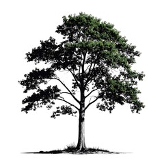 Obraz premium Lush green tree, detailed trunk