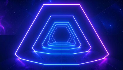 Neon Hexagonal Tunnel through Space