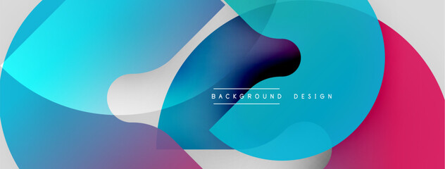 Naklejka premium Abstract fluid shapes, vibrant blues, purples, greens. Modern design elements create dynamic composition. Background features gradient effects.