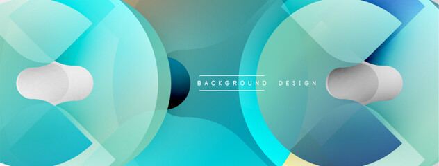 Abstract fluid shapes, turquoise hues, modern design. Overlapping layers create dynamic visual effect. Minimalist aesthetic.