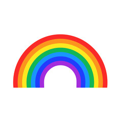 Colorful Rainbow Arching Across a White Background.