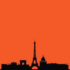 Eiffel Tower silhouette vector illustration of Paris landmark at sunset