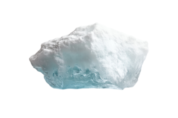 A stunning piece of ice showcasing intricate textures, perfect for nature-themed projects on a white isolated background.