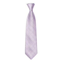 Elegant light purple tie with diamond pattern, isolated on white background