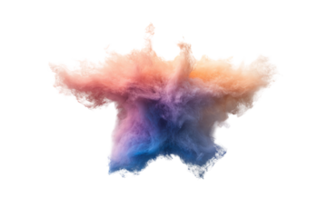 Colorful smoke cloud explosion on a white isolated background.