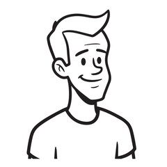 Handsome Man Black and White Illustration Vector Image Male Portrait Fashion Sketch Line Art Design	