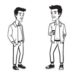 Handsome Man Black and White Illustration Vector Image Male Portrait Fashion Sketch Line Art Design	