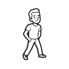 Handsome Man Black and White Illustration Vector Image Male Portrait Fashion Sketch Line Art Design	
