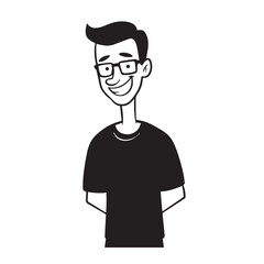 Handsome Man Black and White Illustration Vector Image Male Portrait Fashion Sketch Line Art Design	