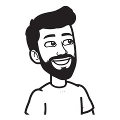 Handsome Man Black and White Illustration Vector Image Male Portrait Fashion Sketch Line Art Design	