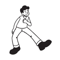 Handsome Man Black and White Illustration Vector Image Male Portrait Fashion Sketch Line Art Design	