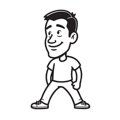 Handsome Man Black and White Illustration Vector Image Male Portrait Fashion Sketch Line Art Design	