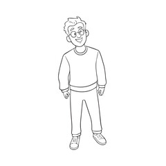 Handsome Man Black and White Illustration Vector Image Male Portrait Fashion Sketch Line Art Design	