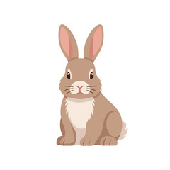 Cute Brown Cartoon Rabbit Sitting Upright