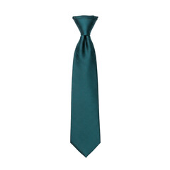 Emerald green necktie with textured fabric and elegant knot detail, isolated on white background