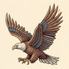 Obraz premium Soaring Eagle Illustration with Extended Wings and Powerful Talons