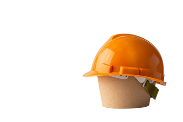Hard hat on a neutral background, symbolizing construction and safety in the workplace.