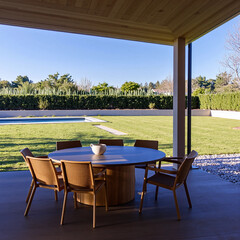 table and chairs in the garden