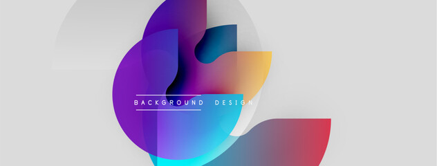 Naklejka premium Abstract colorful shapes overlap, creating dynamic visual effect. Gradient hues blend smoothly, forming modern background design.