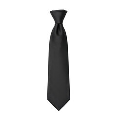 Sleek black necktie formal accessory with textured fabric detail, isolated on white background