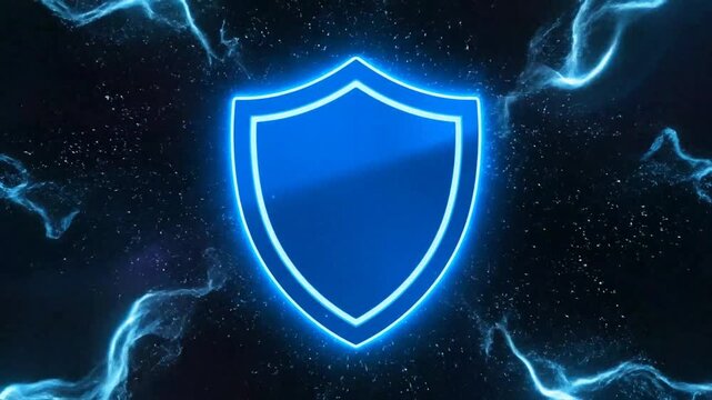 Cybersecurity Shield with Lightning Protection