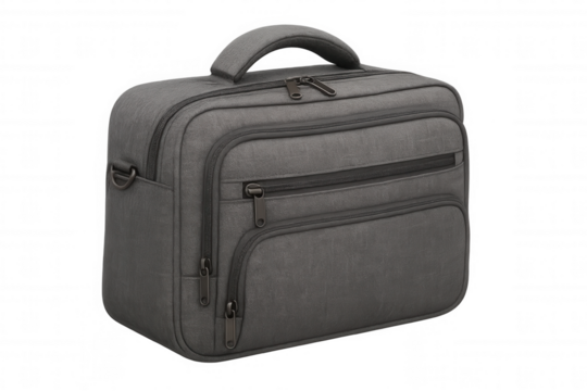 Gray laptop bag with padded compartments, durable handle, offering sleek protection and professional versatility for digital professionals