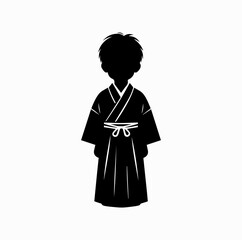 5-Year-Old Boy in Hakama Silhouette – Traditional Japanese Attire