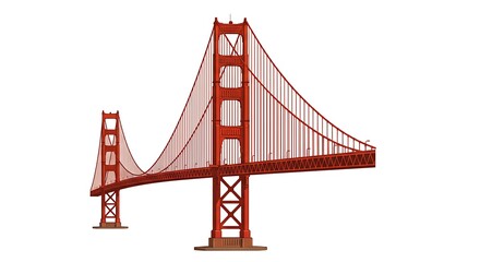 Obraz premium Red Suspension Bridge Illustration on White Background